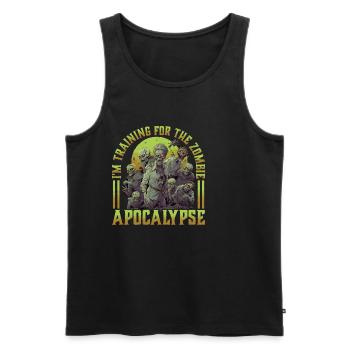 Je m’entraîne pour l’apocalypse zombie 16 - Débardeur bio Premium Homme - noir - Devant - AI Model Male 178 light (178cm)