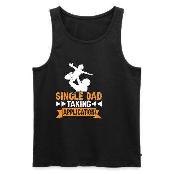 Single Dad Taking Application 7 - Men's Premium Organic Tank Top - black - Front - AI Model Male 178 light (178cm)