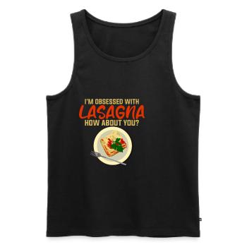 Je suis obsédé par les lasagnes, et toi 4 - Débardeur bio Premium Homme - noir - Devant - AI Model Male 178 light (178cm)
