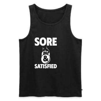 Sore And Satisfied 4 - Men's Premium Organic Tank Top - black - Front - AI Model Male 178 light (178cm)