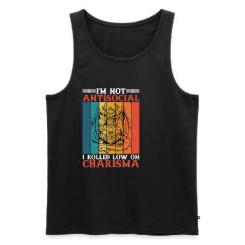 Je ne suis pas antisocial, j’ai roulé à court de charisme 8 - Débardeur bio Premium Homme - noir - Devant - AI Model Male 178 light (178cm)