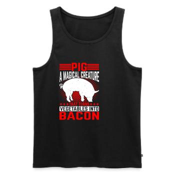 Pig, A Creature That Turns Vegetables Into Bacon 5 - Men's Premium Organic Tank Top - black - Front - AI Model Male 178 light (178cm)
