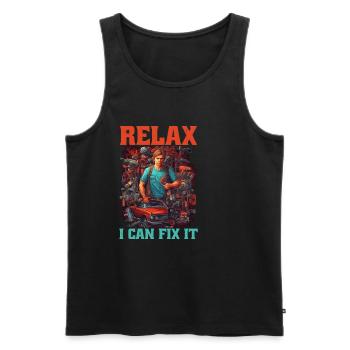 Relax I Can Fix It 18 - Men's Premium Organic Tank Top - black - Front - Michal (187cm)