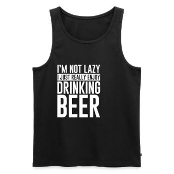 I Really Enjoy Drinking Beer - Men's Premium Organic Tank Top - black - Front - Michal (187cm)