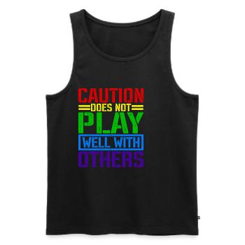 Caution Does Not Play Well With Others 66 - Men's Premium Organic Tank Top - black - Front - AI Model Male 178 light (178cm)