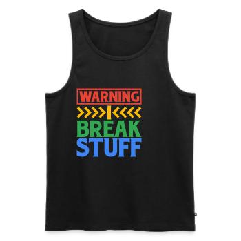 Warning I Break Stuff 6 - Männer Premium Bio Tank Top - Schwarz - Vorne - AI Model Male 178 light (178cm)
