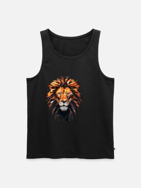 Geometric Lion Animation - Men's Premium Organic Tank Top - black