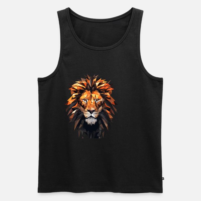 Geometric Lion Animation - Männer Premium Bio Tank Top - Schwarz