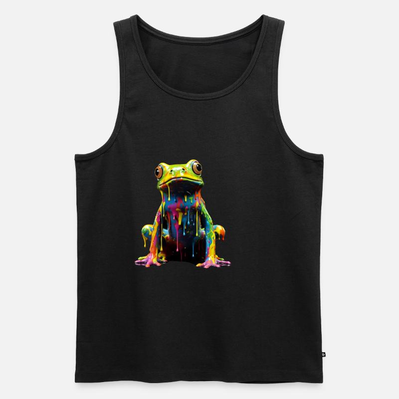 Rainbow Frog - Männer Premium Bio Tank Top - Schwarz