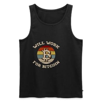 Will Work For Bitcoin 2 - Men's Premium Organic Tank Top - black - Front - AI Model Male 178 light (178cm)