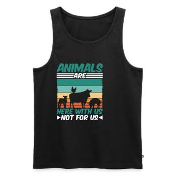 Les animaux sont ici avec nous, pas pour nous - Débardeur bio Premium Homme - noir - Devant - Michal (187cm)