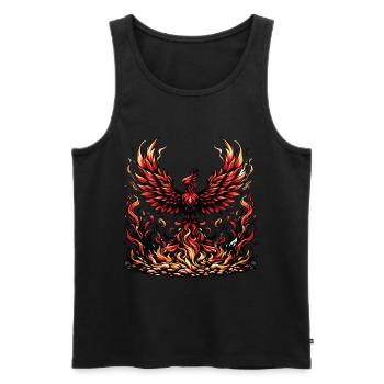 Un phénix majestueux renaissant de ses cendres - Débardeur bio Premium Homme - noir - Devant - AI Model Male 178 light (178cm)