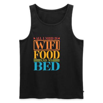 Tout ce dont j’ai besoin, c’est du Wifi, de la nourriture et de mon lit 8 - Débardeur bio Premium Homme - noir - Devant - Michal (187cm)