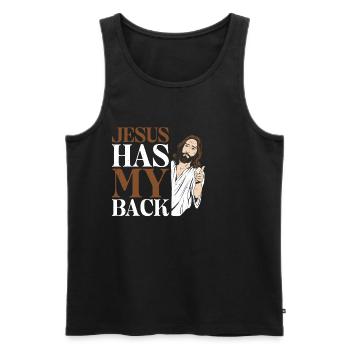 Jesus Has My Back 17 - Männer Premium Bio Tank Top - Schwarz - Vorne - AI Model Male 178 light (178cm)