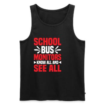 Moniteurs d’autobus scolaires, tout savoir et tout voir 12 - Débardeur bio Premium Homme - noir - Devant - AI Model Male 178 light (178cm)