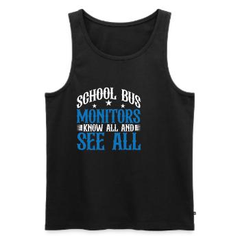 Moniteurs d’autobus scolaires, tout savoir et tout voir 13 - Débardeur bio Premium Homme - noir - Devant - AI Model Male 178 light (178cm)