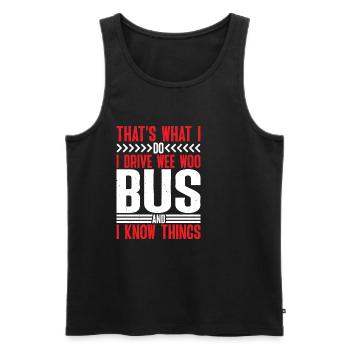 Je conduis un bus Wee Woo et je sais des choses 6 - Débardeur bio Premium Homme - noir - Devant - Michal (187cm)
