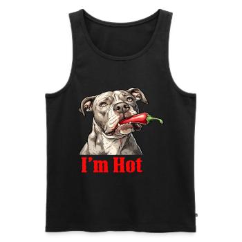 Un pitbull avec un piment fort dans la bouche - Débardeur bio Premium Homme - noir - Devant - Michal (187cm)