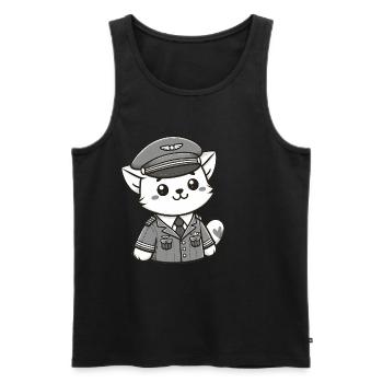Cute Cat Pilot - Männer Premium Bio Tank Top - Schwarz - Vorne - AI Model Male 178 light (178cm)