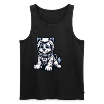 Chien mignon astronaute - Débardeur bio Premium Homme - noir - Devant - Michal (187cm)