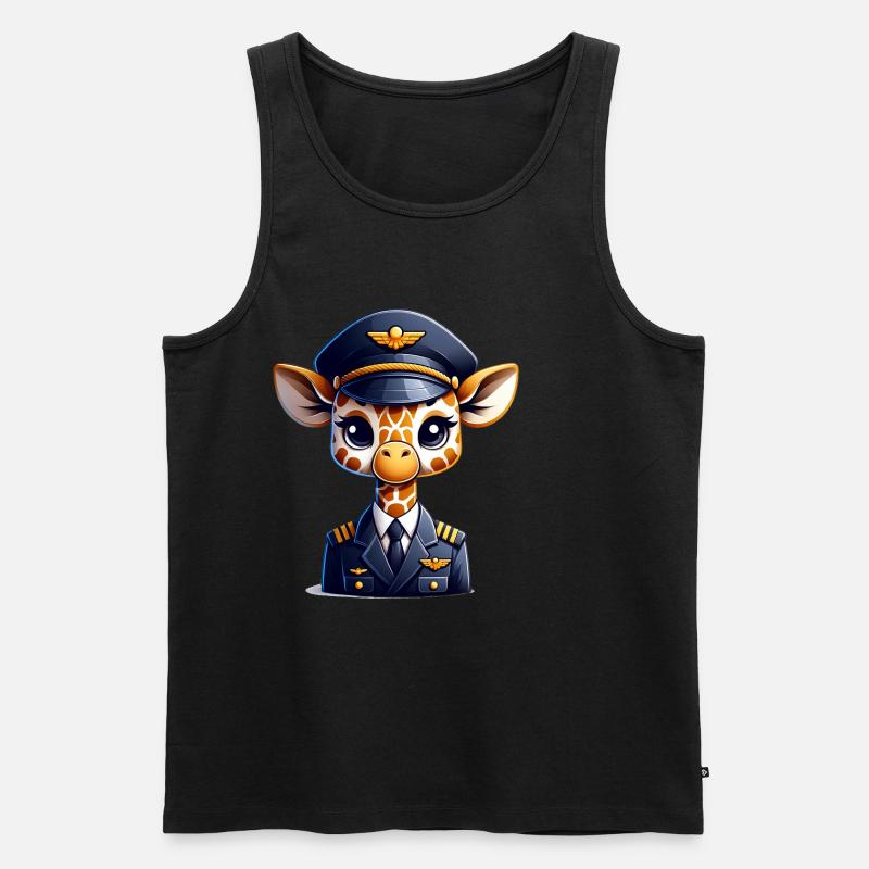Cute Giraffe Pilot - Männer Premium Bio Tank Top - Schwarz