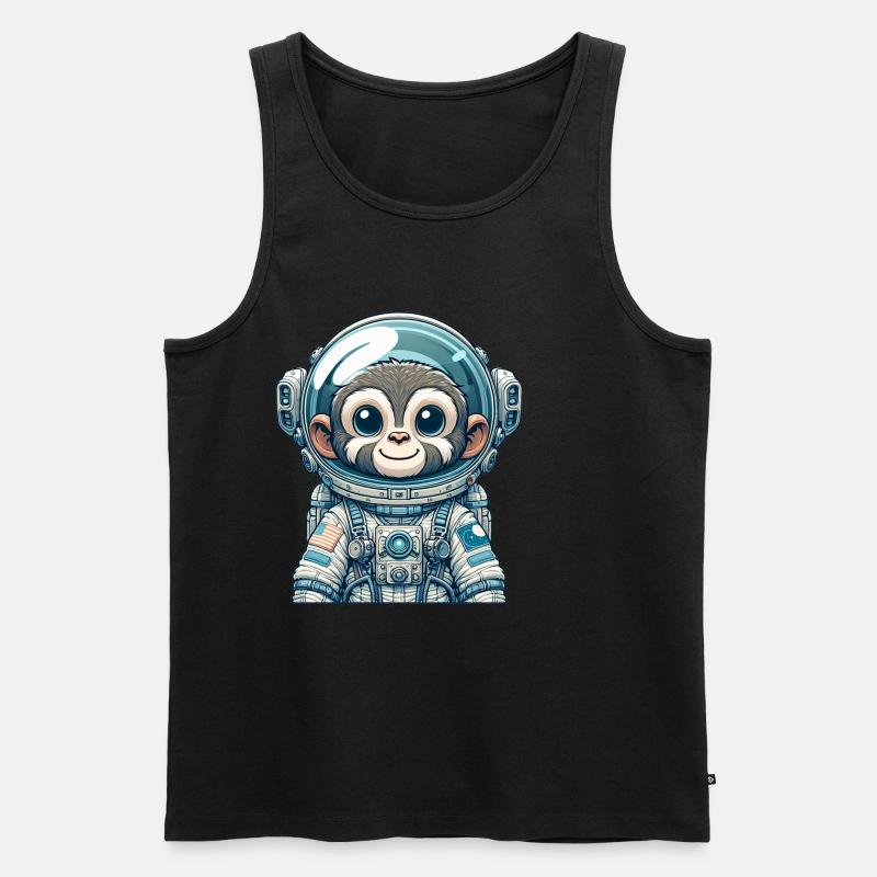 Cute Monkey Astronaut - Männer Premium Bio Tank Top - Schwarz