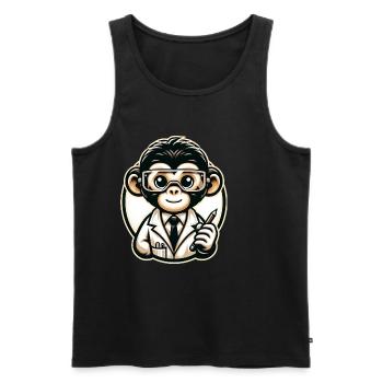 Singe mignon scientifique - Débardeur bio Premium Homme - noir - Devant - Michal (187cm)