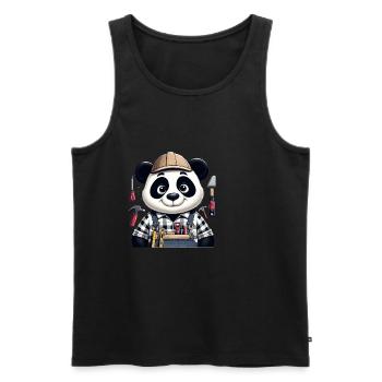 Artisan panda mignon - Débardeur bio Premium Homme - noir - Devant - Michal (187cm)