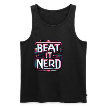 Battez-le Nerd 10 - Débardeur bio Premium Homme - noir - Devant - AI Model Male 178 light (178cm)