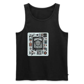 Passport Ready 5 - Men's Premium Organic Tank Top - black - Front - AI Model Male 178 light (178cm)