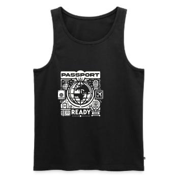 Passport Ready 9 - Men's Premium Organic Tank Top - black - Front - AI Model Male 178 light (178cm)