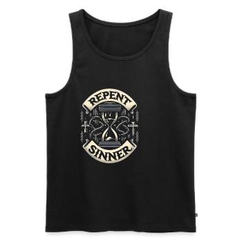Repent Sinner 16 - Men's Premium Organic Tank Top - black - Front - AI Model Male 178 light (178cm)