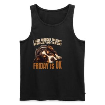 I Hate Monday Tuesday Wednesday, Friday Is Ok 6 - Men's Premium Organic Tank Top - black - Front - AI Model Male 178 light (178cm)