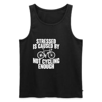 Le stress est causé par le fait de ne pas faire assez de vélo 2 - Débardeur bio Premium Homme - noir - Devant - AI Model Male 178 light (178cm)