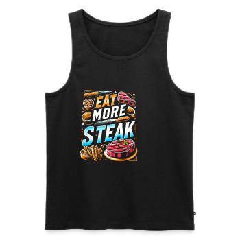 Eat More Steak 12 - Men's Premium Organic Tank Top - black - Front - AI Model Male 178 light (178cm)
