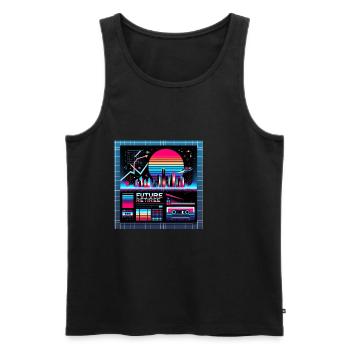 Future Retiree 8 - Men's Premium Organic Tank Top - black - Front - AI Model Male 178 light (178cm)