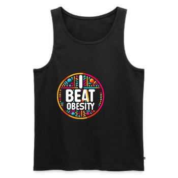 I Beat Obesity 12 - Men's Premium Organic Tank Top - black - Front - AI Model Male 178 light (178cm)