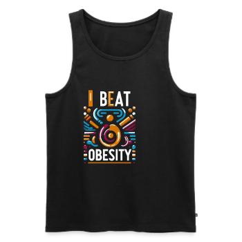 I Beat Obesity 15 - Men's Premium Organic Tank Top - black - Front - AI Model Male 178 light (178cm)