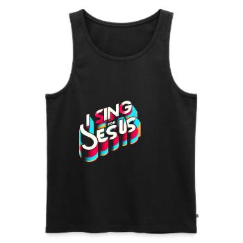 Je chante pour Jésus 6 - Débardeur bio Premium Homme - noir - Devant - Michal (187cm)