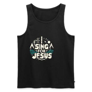 Je chante pour Jésus 4 - Débardeur bio Premium Homme - noir - Devant - Michal (187cm)