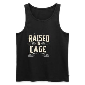 Raised In A Cage 21 - Men's Premium Organic Tank Top - black - Front - AI Model Male 178 light (178cm)