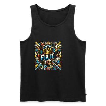 Relax I Can Fix It 33 - Men's Premium Organic Tank Top - black - Front - Michal (187cm)