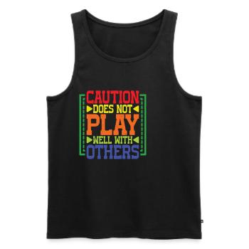 Caution Does Not Play Well With Others 82 - Männer Premium Bio Tank Top - Schwarz - Vorne - AI Model Male 178 light (178cm)