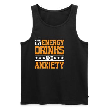 Alimenté par les boissons énergisantes et l’anxiété 7 - Débardeur bio Premium Homme - noir - Devant - Michal (187cm)
