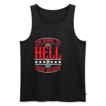 I'm Going To Hell In Every Religion 5 - Men's Premium Organic Tank Top - black - Front - AI Model Male 178 light (178cm)