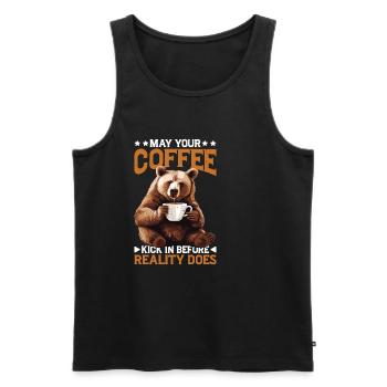 May Your Coffee Kick In Before Reality Does 70 - Men's Premium Organic Tank Top - black - Front - Michal (187cm)