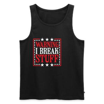 Warning I Break Stuff 14 - Männer Premium Bio Tank Top - Schwarz - Vorne - AI Model Male 178 light (178cm)
