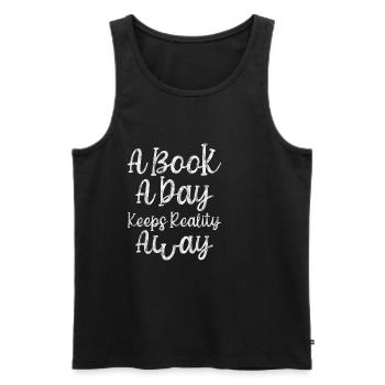 A Book A Day Keeps Reality Away 3 - Men's Premium Organic Tank Top - black - Front - AI Model Male 178 light (178cm)