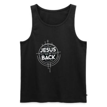 Jesus Has My Back 19 - Männer Premium Bio Tank Top - Schwarz - Vorne - AI Model Male 178 light (178cm)