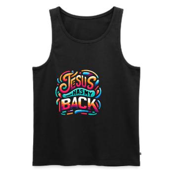 Jesus Has My Back 24 - Männer Premium Bio Tank Top - Schwarz - Vorne - AI Model Male 178 light (178cm)